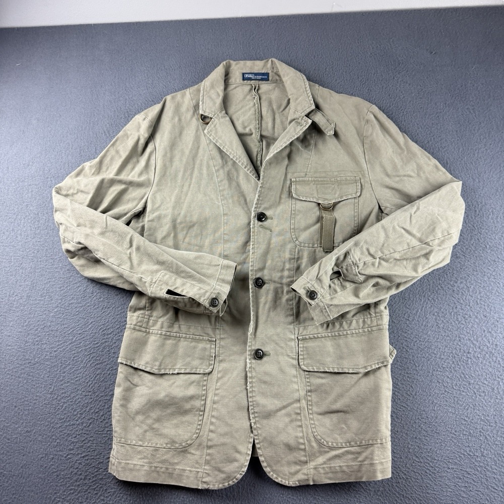 Polo Ralph Lauren Jacket Men's M Green Safari Military Chore Coat Field Canvas